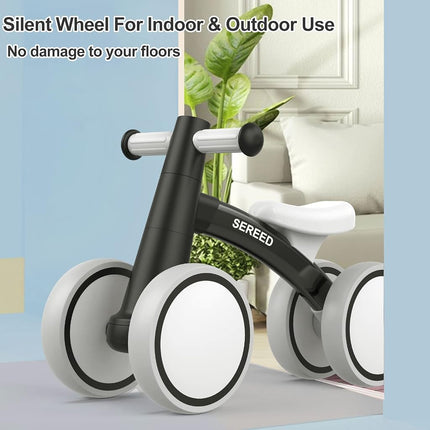 SEREED Baby Balance Bike for 1 Year Old Boys Girls 12-24 Month Toddler Balance Bike, 4 Wheels Toddler First Bike, First Birthday Gifts (Pink New)