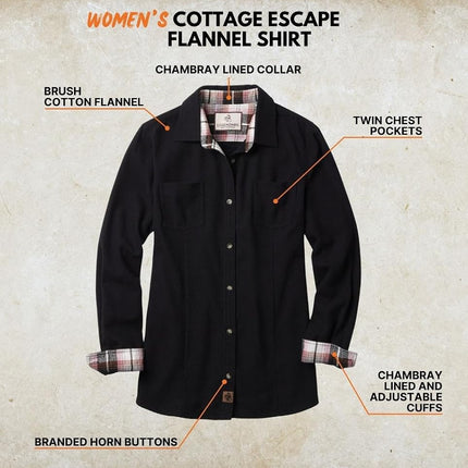 Legendary Whitetails Women's Cottage Escape Flannel Shirt, Black, XXL