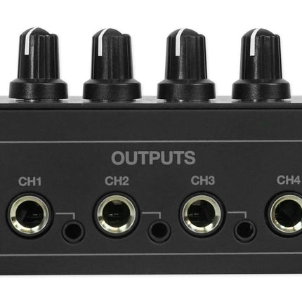 Rockville RHPA4 4-Channel Headphone Amplifier, Stereo/Mono Switch, Dual 1/4" and 3.5mm Outputs per Channel, USB Power, for Studio and Podcast Monitoring