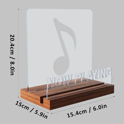 COOLGIFT MART Now Playing Vinyl Record Stand, Light up Record Holder, Wooden Acrylic Display with Warm White Lights for Albums, Room Decor, Perfect Gift for Vinyl Lovers