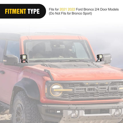 Nilight 2PCS Mounting Brackets for Ford Bronco | for Ford Bronco 2021 2022 2023 2024 2025 2026 Lower Windshield Hinge and A-Pillar Brackets for Offroad LED Fog Light Pods
