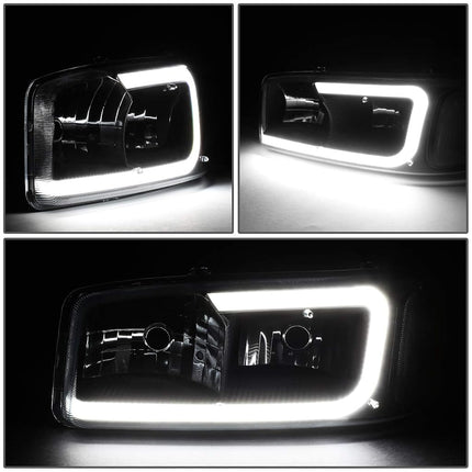 DNA MOTORING HL-LB2-SIERRA99-BK-CL1 Black Housing Bumper Lights+Headlights With LED DRL Replacement Compatible with 99-06 Sierra