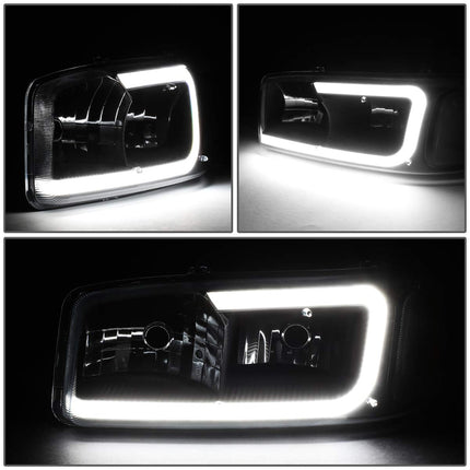 DNA MOTORING HL-LB2-SIERRA99-BK-CL1 Luces de Parachoques de Carcasa Negra+Faros Delanteros con DRL LED de Repuesto Compatible con Sierra 99-06