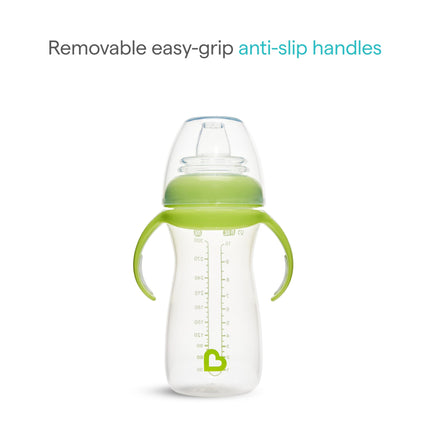 Munchkin Gentle Transition Baby Sippy Cup, Baby's First Sippy - Helps Babies & Toddlers Transitioning from Bottles to Cups, Spill Proof, 9 Months & Up, 10 Ounce, Green