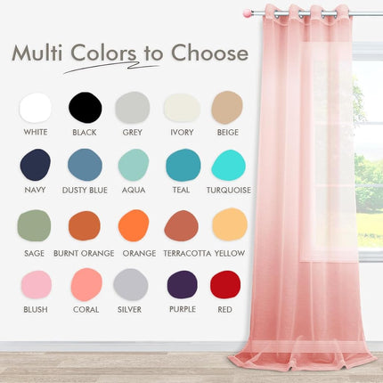 KOUFALL Blush Curtains 2 Panels,Dusty Pink Sheer Grommet Pastel Curtains for Teen Girls Bedroom Toddler,96 Inches Long 2 Panels Set