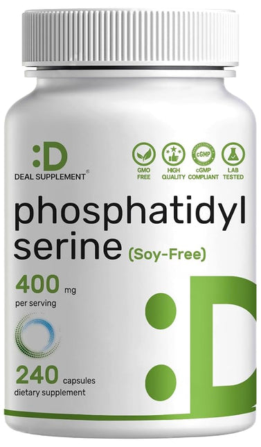 Phosphatidylserine Supplement, 400mg Serving, 240 Capsules � Soy Free Sunflower Lecithin Source