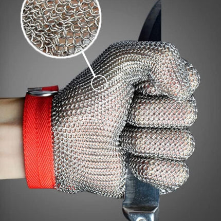 JZD stainless steel gloves, level A9 cutting resistant gloves, 304 stainless steel wire, metal mesh, kitchen cutting res (5 Finger, XL(Piece of 1)(Orange))