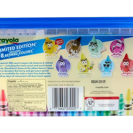 Crayola Crayon Tub (288ct), Bulk Crayons for Kids, Limited Edition Crayon Colors, Classroom Art Supplies for Preschool & Kindergarten,