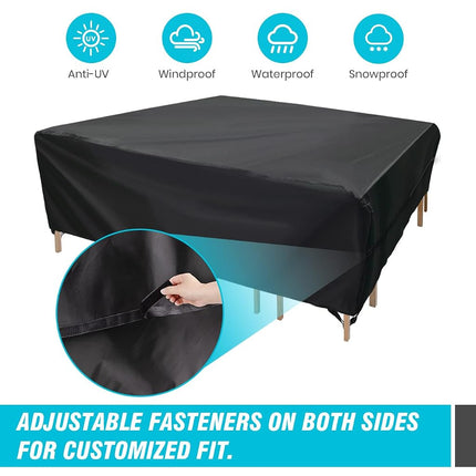 Velway Patio Table Cover Rectangle Waterproof Patio Furniture Cover for Outdoor Table and Chairs 84”Lx52”Wx29”H Oxford Dining Table Cover Tear-Resistant Wind Dust Proof Furniture Set Covers for Winter