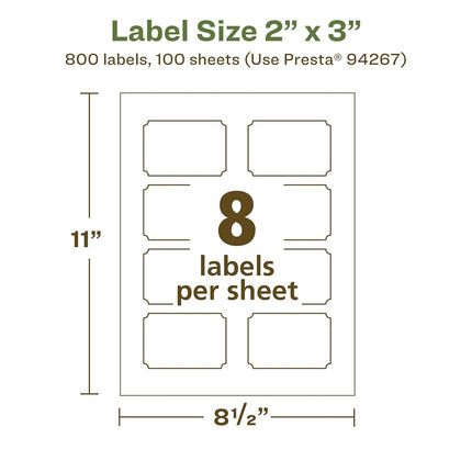 Avery EcoFriendly Matte White Recycled Rectangle Scalloped Labels, 2" x 3", Print-to-The-Edge, Matte White Labels, Permanent Label Adhesive, Laser/Inkjet, 800 Printable Labels