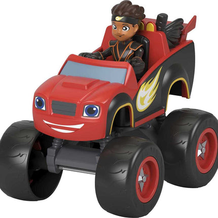 Fisher-Price Blaze y los Monster Machines Ninja Blaze y AJ, camión monstruo grande que se empuja con figura articulada para niños en edad preescolar de 3 años en adelante