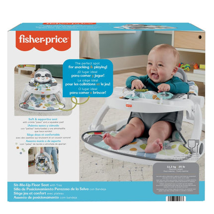Fisher-Price Portable Baby Chair Sit-Me-Up Floor Seat with Snack Tray, Newborn Sensory Activity Toys & Plush Cute Sloth Washable Pad