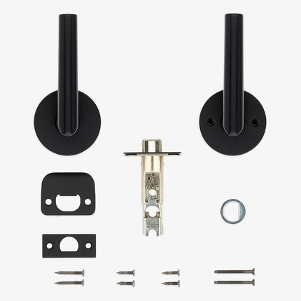 Kwikset Milan Interior Passage Door Handle, Lever for Closet and Hallway Doors, Reversible Non-Locking Handle Lever, Matte Black
