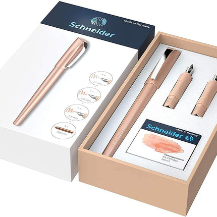 Schneider Callissima Calligraphy Fountain Pen Gift Set (3 Different Nib Sizes Including Cartridges) Apricot
