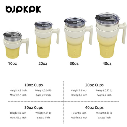BJPKPK 10oz Stainless Steel Double Wall Insulated Tumbler with Handle and Straw Lid,Lemon