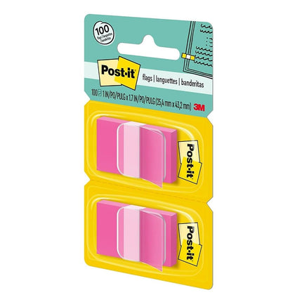 Post-it 680BP2 Standard Page Flags in Dispenser, Bright Pink, 100 Flags/Dispenser