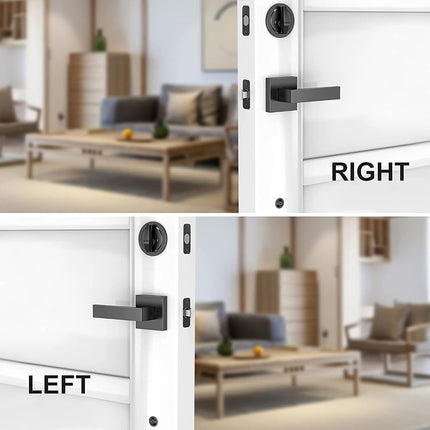 Brightify Black Front Door Handle with Door Lever, Matte Black, Modern Exterior Door Adjustable Deadbolt Lock Set with Single Cylinder, Reversible for Right&Left Handed