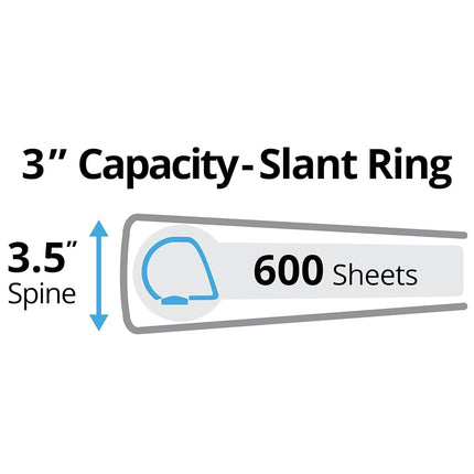 Avery Durable View 3 Ring Binder, 3" Slant Rings, Color (Black, Blue, White) Will Vary, 1 Binder (17048)