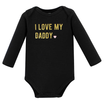 Pañaleros Hudson Baby de algodón de manga larga unisex para bebé, paquete de 3 "La princesita de papá", 12-18 meses, paquete de 3 "La princesita de papá", 12-18 meses