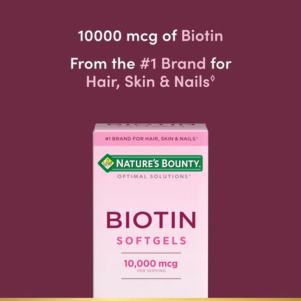 Nature's Bounty Optimal Solutions Biotin 10,000 mcg 90 Rapid Release Liquid Softgels