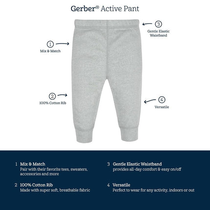Gerber Girls' Toddler 3-Pack Pull-on Knit Leggings, Hearts, 0-3 Months