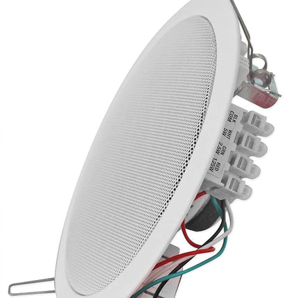 Rockville Commercial Audio Bundle: (4) CCL5T White 5" 70V Ceiling Speakers, Multi-Tap, Flush Mount with RCS80-1 60-Watt 70V Amplifier/Bluetooth Receiver for Restaurant or Office, 5-Items