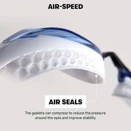 arena Air-Speed Unisex Adult Race Swimming Goggles, Standard Pool Goggles with Wide Anti-Fog Lenses, UV Protection, 3 Interchangeable Nose Bridges, Air Seals