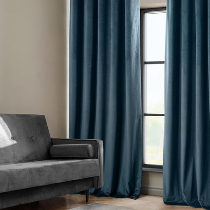 HPD Half Price Drapes Heritage Plush Velvet Curtains 120 Inch Long Room Darkening Curtains for Bedroom Living Room W50 x L20 Inch (1 Panel), Avalon Blue