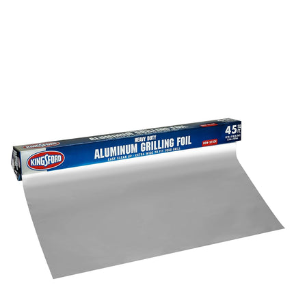 Papel de aluminio resistente Kingsford para asar a la parrilla, antiadherente, rollo de 45 pies cuadrados, 18 pulgadas de ancho, para parrilla y cocina, antiadherente para facilitar la preparación, cocción y limpieza