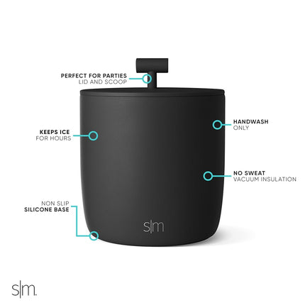 Simple Modern Insulated Ice Bucket with Lid & Scoop | 100oz | Black