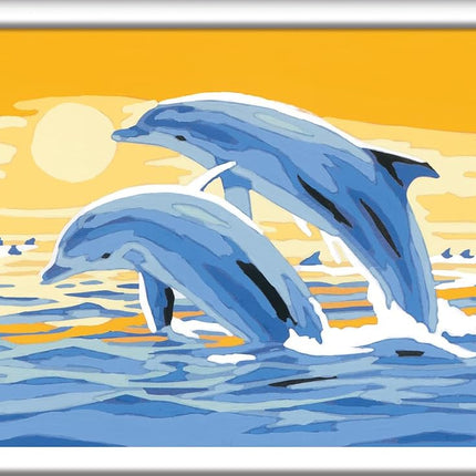 Ravensburger, CreArt, Dolphins Friends, Paint by Numbers, Creative Set for Boys and Girls, 2 Brushes and 1 Frame, Recommended Age 7+