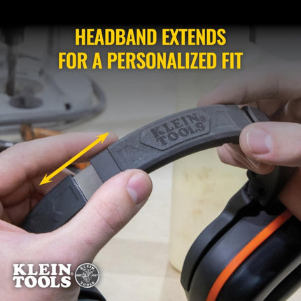 Klein Tools 60613 Orejeras detrás de la cabeza, protección auditiva de 25 dB, diadema ajustable, para construcción, fabricación, mantenimiento, carpintería