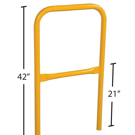 Vestil VDKR-2 Pipe Safety Railing with Powder Coat Yellow Finish, Steel, 24" Length, 1-5/8" Outside Diameter