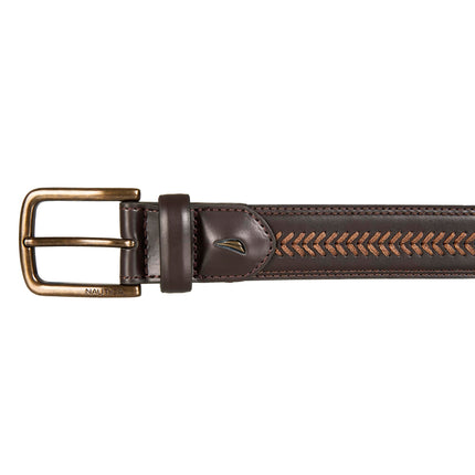 Nautica Mens Double Stitch Dress Leather Belt for Suits and Pants, Leather Laced - Brown, 40"