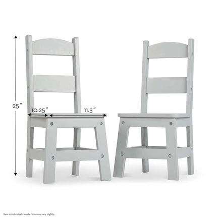 Melissa & Doug Wooden Chairs, Set of 2 - Gray Furniture for Playroom - Kids Wooden Chairs, Children's Wooden Playroom Furniture