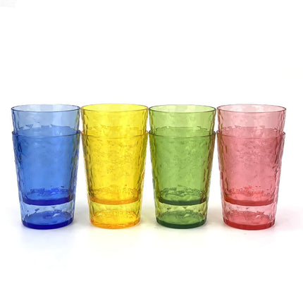 Yanglonghui 24-Ounce Plastic Tumblers (Set of 8), Reusable Plastic Mugs, BPA-Free Acrylic to Drink Mugs, Shatter Resistant, Textured Interior, Dishwasher Safe (Multi Color, 15 Ounce)