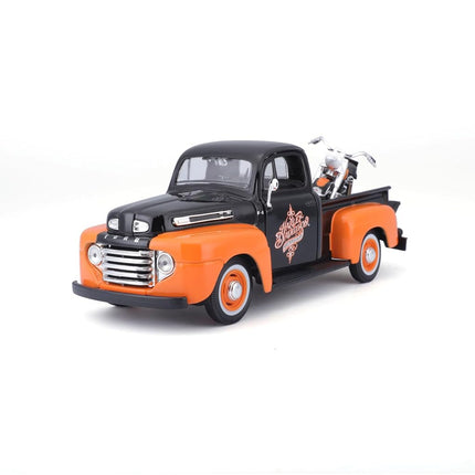 Maisto 1:24 W/B Harley Davidson 1948 Ford F1 Pick up & Flh Duo Glide 1958 Diecast Vehicles