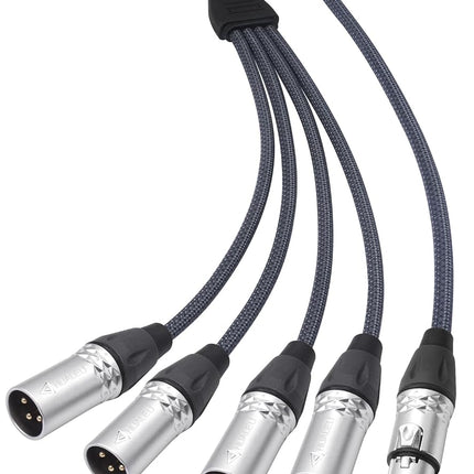 HUALEU 2Feet 3Pin XLR 1 Female to 4 Male Y Splitte