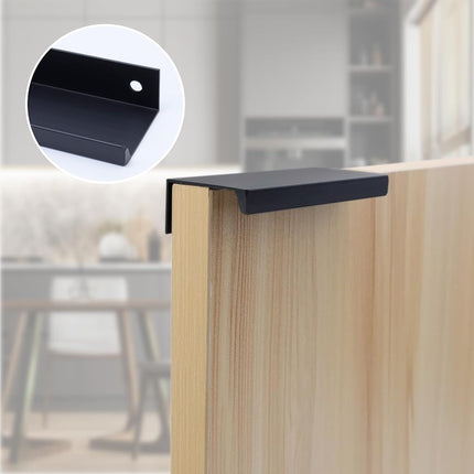 LICTOP 15cm/5.9" Black Aluminum Home Kitchen Cabinets Drawers Collection Long Center Finger Edge Pull Tab Handle(10Pcs)