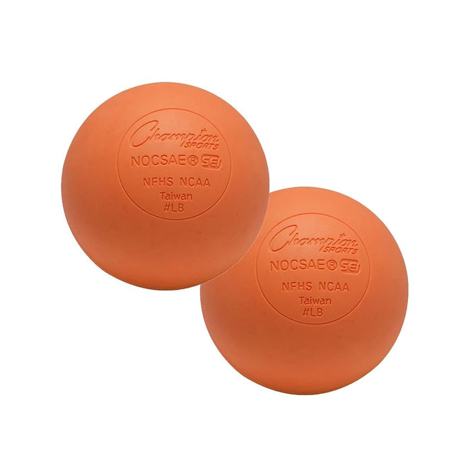 Champion Sports Orange Lacrosse Balls, Official Size - NCAA, NFHS & SEI Certified, 2 Count (Pack of 1)