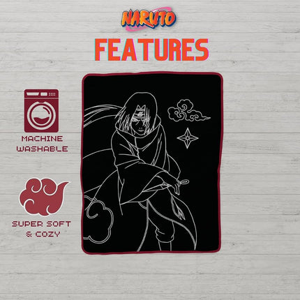 Franco Collectibles Naruto Itachi Anime Bedding Super Soft Micro Raschel Throw, 46 in x 60 in, (Official Licensed Product)