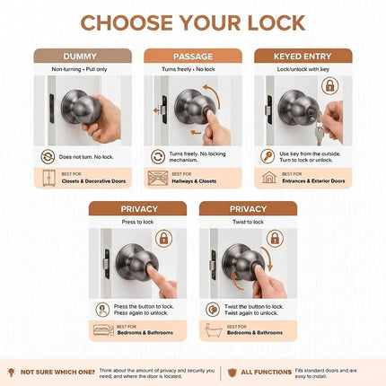 Copper Creek BK2030AN Ball Door Knob, Privacy Function, 1 Pack, in Antique Nickel