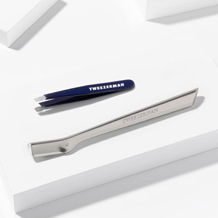 Tweezerman Exclusive Eyebrow Razor & Evening Blue Mini Slant Tweezer