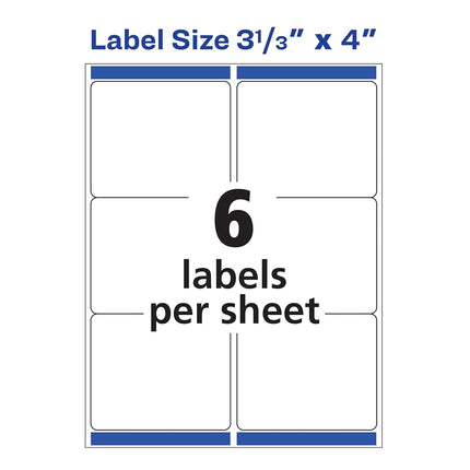 Avery 55164 Repositionable Shipping Labels, Laser, 3 1/3 x 4, White (Box of 600 Labels)