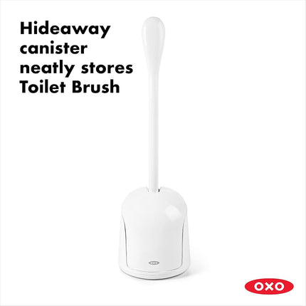 OXO 1281600 Good Grips Compact Toilet Brush & Canister-White, Inoxidable, 6" x 4-3/4" x 17-1/4" H