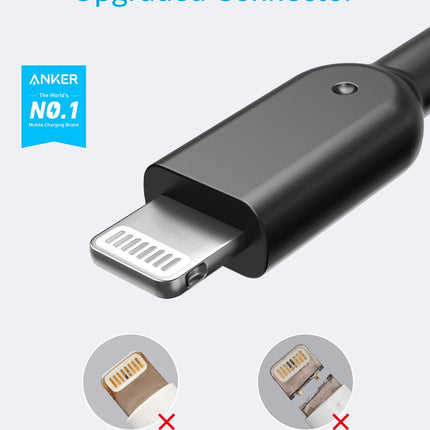 Cable Lightning ANKER Powerline II, [Certificado MFi de 0,9 m] Cable de carga/sincronización USB Lightning compatible con iPhone SE 11 11 Pro 11 Pro Max Xs MAX XR X 8 7 6S 6 5, iPad y más (negro)