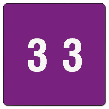 Etiquetas Numéricas Codificadas por Color Smead DCC Morado - Número 3 - etiquetas autoadhesivas