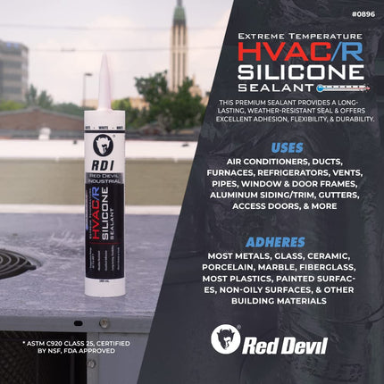 Red Devil Extreme Temperature HVAC/R Silicone Sealant, High Heat and Cold Weather Caulk, 10.1 oz, Clear