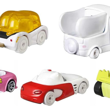 Hot Wheels Hello Kitty and Friends DieCast CHARACTER CARS Set of 5 Car Models - Keroppi Gudetama Cinnamoroll My Melody - Scale 1:64 - Length 5 cm