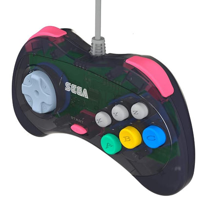 Retro-Bit Official Sega Saturn USB Controller Pad (Model 2) for Sega Genesis Mini, PS3, PC, Mac, Steam, Switch - USB Port (Slate Gray)